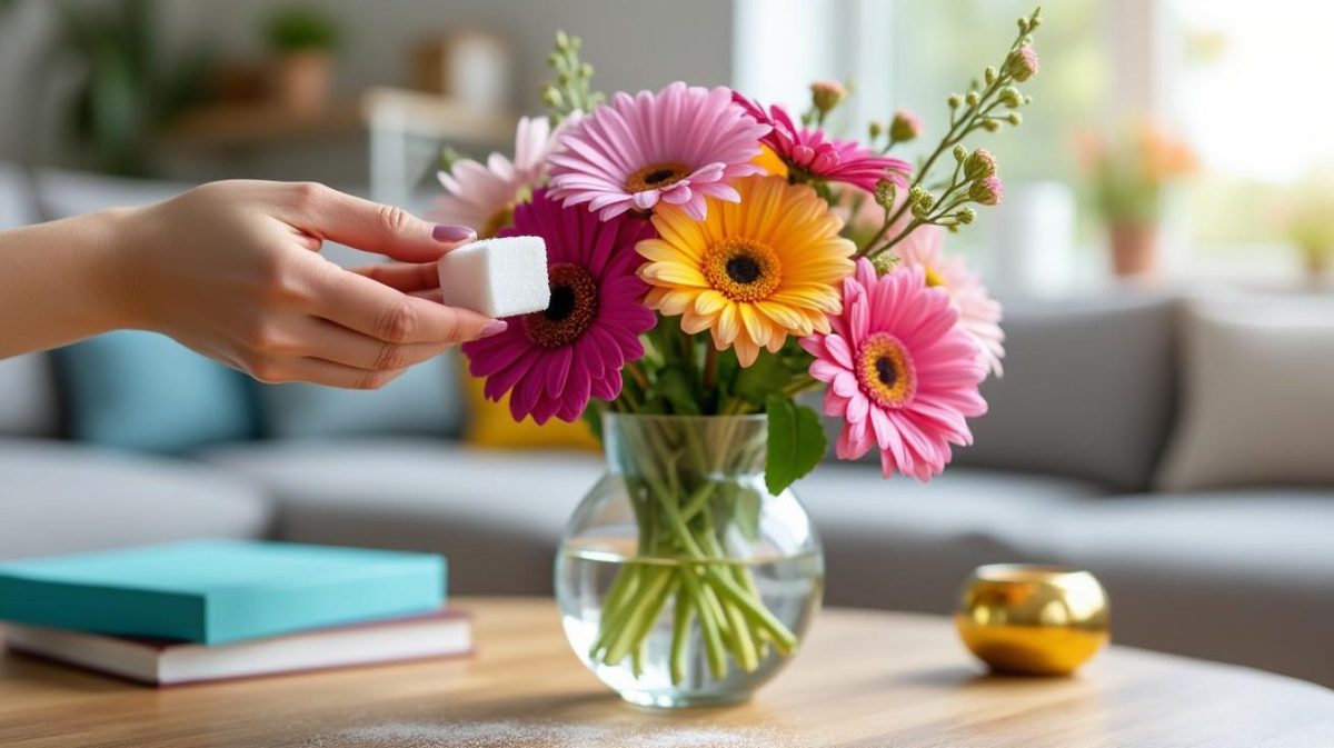 découvrez l'astuce surprenante du morceau de sucre dans le vase : prolongez la fraîcheur de vos fleurs coupées jusqu'à 10 jours de plus et embellissez votre intérieur plus longtemps !